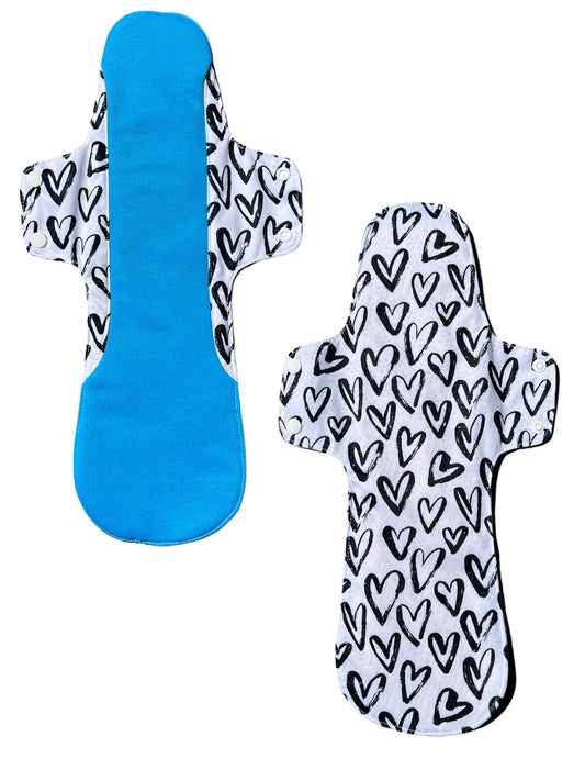 Black Hearts  - Overnight / Postpartum Cloth Pad (Reusable) | Forrest Echo
