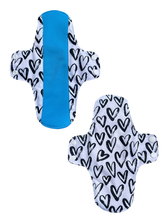 Black Hearts - Large (Reusable) Cloth Pad | Forrest Echo