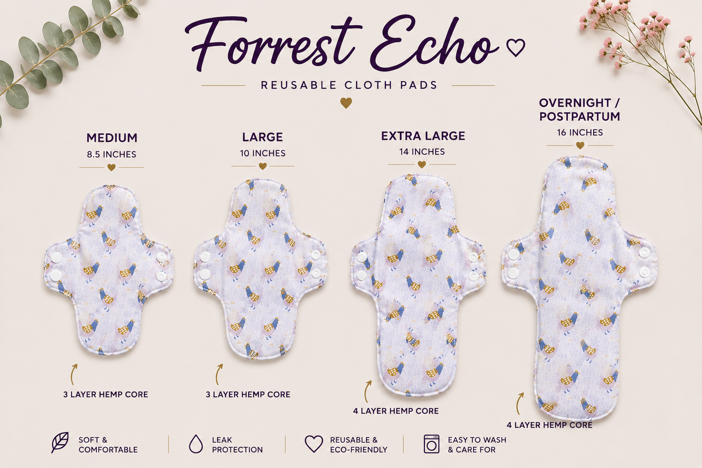 Chick Chick Chicken - Large (Reusable) Cloth Pad | Forrest Echo